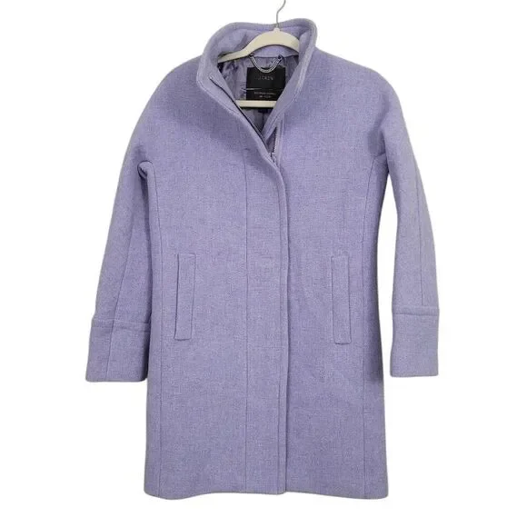 J. Crew Stadium Cloth Cocoon Lilac French Purple Wool Coat Sz 00 Nello Gori B277
